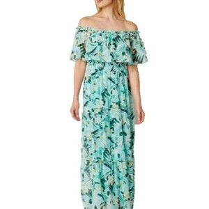 NWT Rabbit Rabbit Dress Sz 6 Maxi Multi-Green Ruffle Cottage Core Romantic